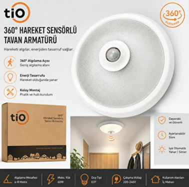 Tio 360 Derece Hareket Sensörlü Tavan Armatür